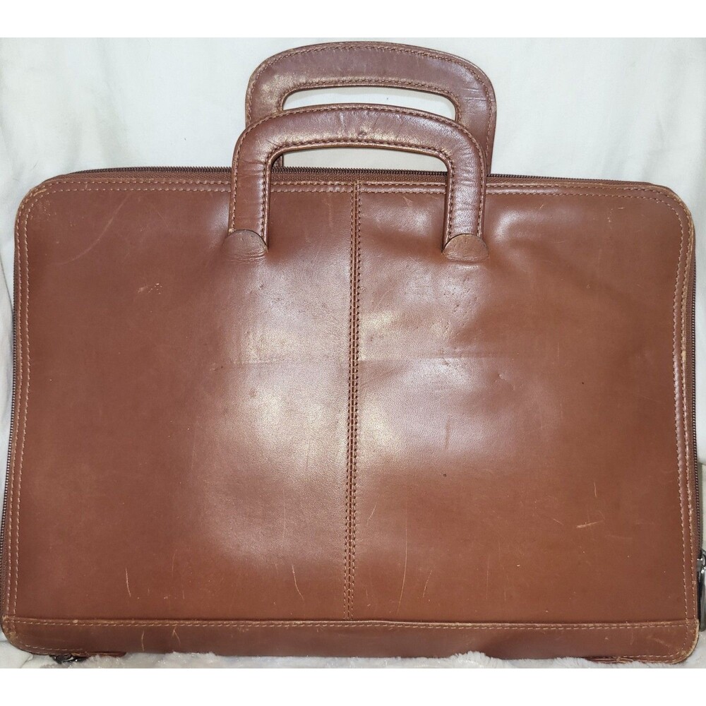 Wilson Leather Pelle Studio Brown Leather Briefcase Laptop Bag Vintage Work Case
